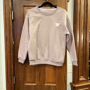 Shein Purple Sweatshirt with White Heart